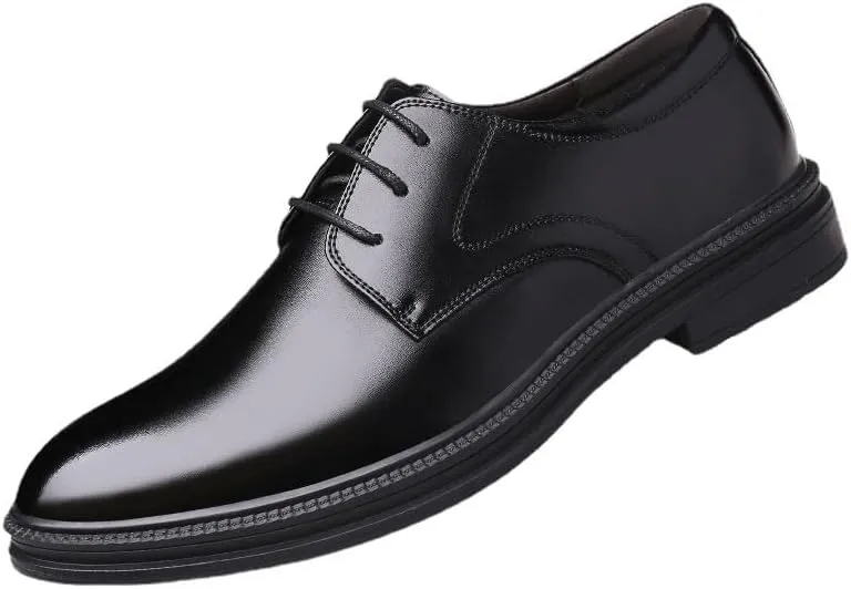 Men's Leather Oxfords Casual Business Platform Formal Dress Shoes Classic Office Breathable Wingtip Brogue for Men