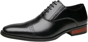 Mens Leather Slip On Dress Shoes Brogue Oxford Formal Wedding Party Non Slip Casual Comfortable