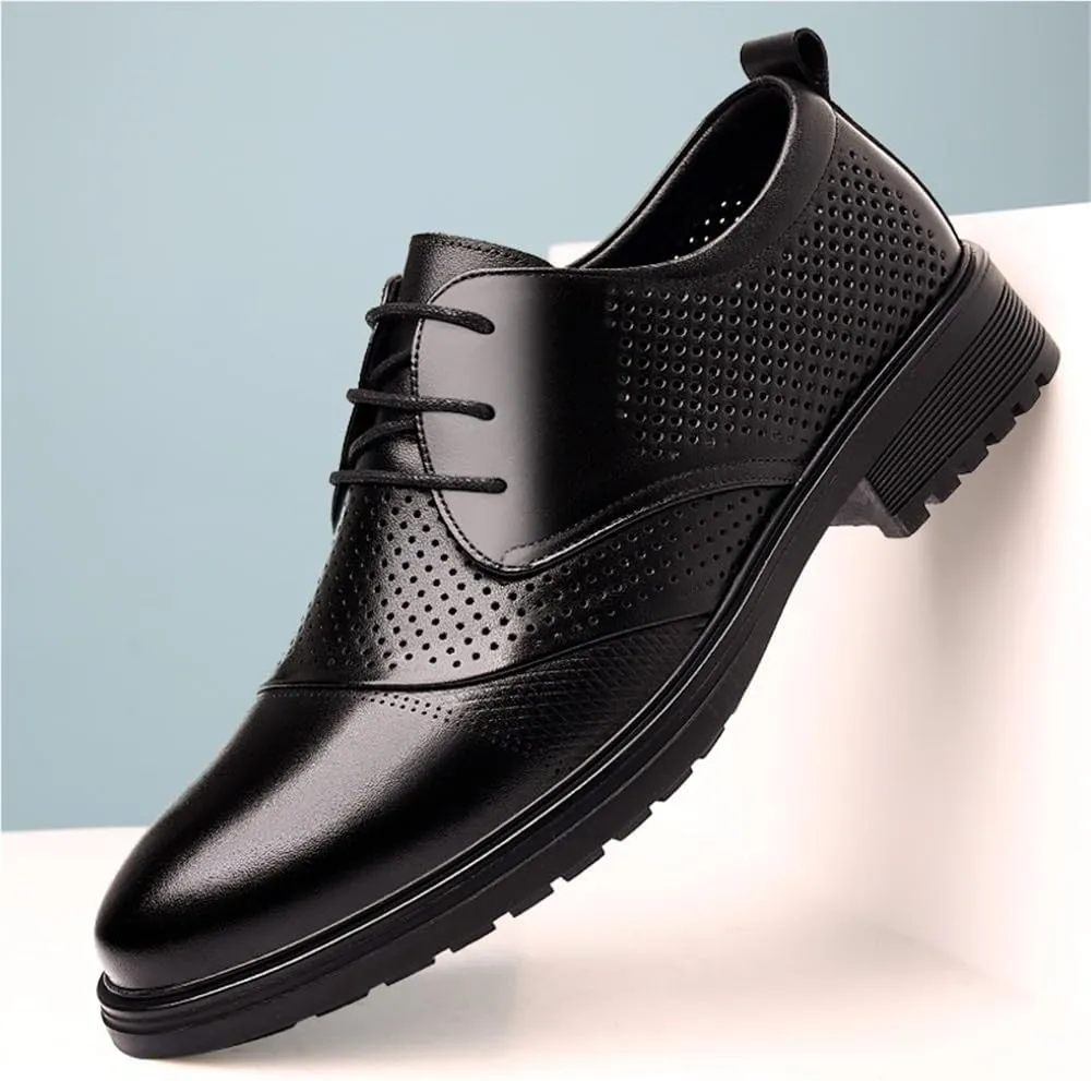 Mens Oxford Dress Shoes Business Formal Genuine Leather Breathable Pierced Classic Comfortable Dress Shoes for Men