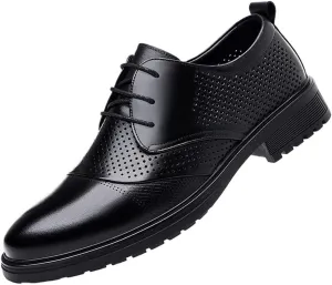 Mens Oxford Dress Shoes Business Formal Genuine Leather Breathable Pierced Classic Comfortable Dress Shoes for Men