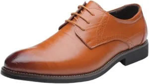Mens Oxford Dress Shoes Leather Lace Up Business Brogue Fashion Wedding Party Social Outdoor Shoes for Men Comfortable