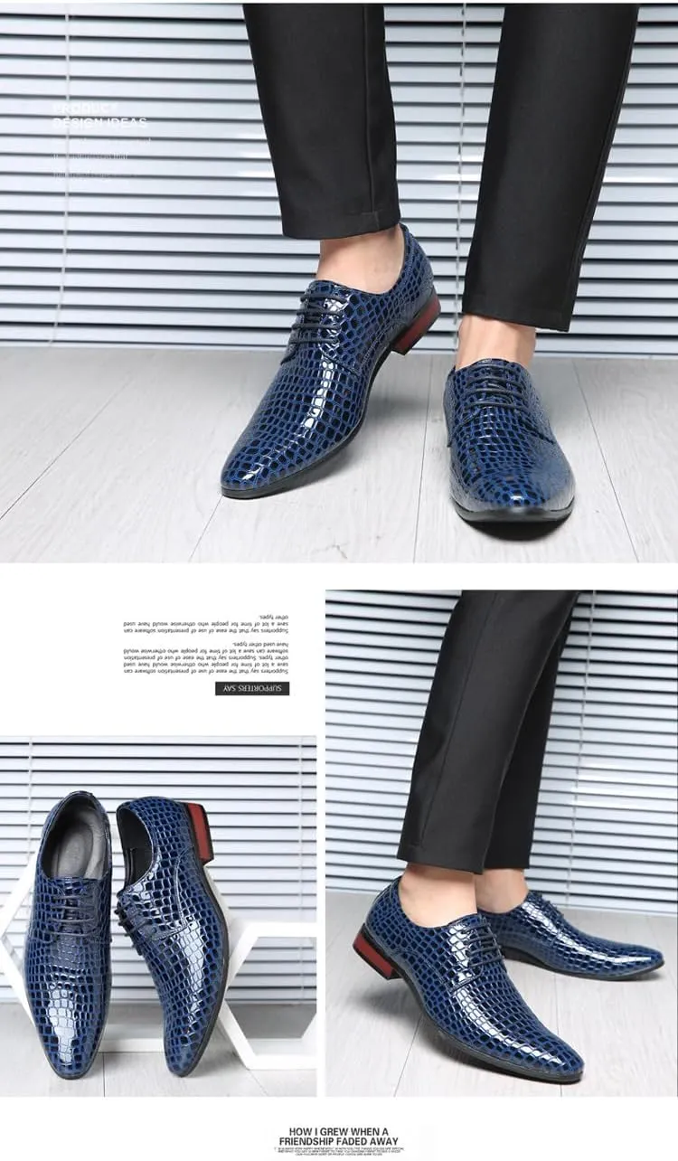 Men's Oxford Dress Shoes Premium Real Leather Brogue Shoes Business Wedding Formal Shoes Skin Pattern Oxford Shoes