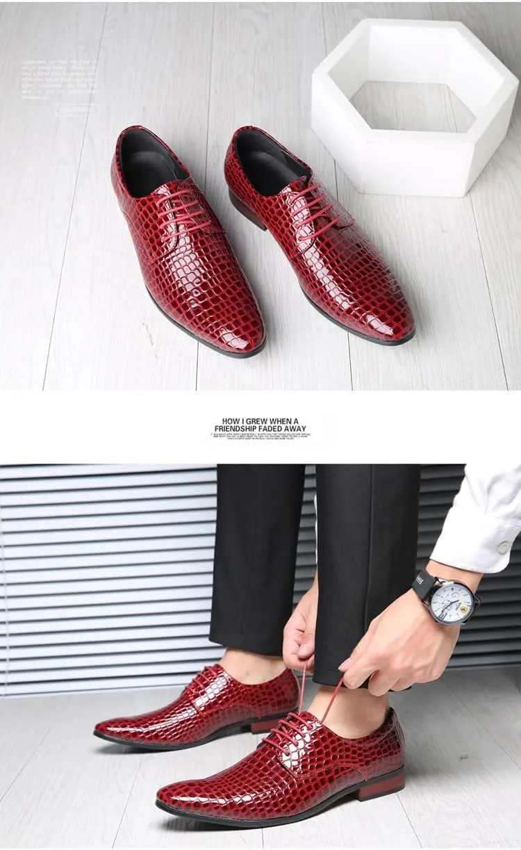 Men's Oxford Dress Shoes Premium Real Leather Brogue Shoes Business Wedding Formal Shoes Skin Pattern Oxford Shoes