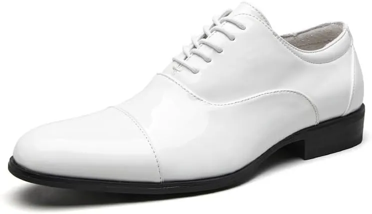 Mens Patent Leather Oxford Dress Shoes British Style Split Toe Genuine Leather Business Wedding Shoes