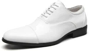 Mens Patent Leather Oxford Dress Shoes British Style Split Toe Genuine Leather Business Wedding Shoes
