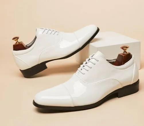 Mens Patent Leather Oxford Dress Shoes British Style Split Toe Genuine Leather Business Wedding Shoes