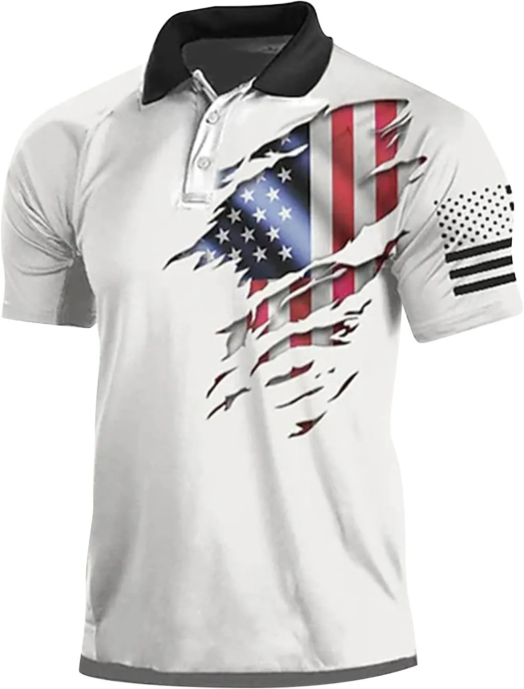 Men's Polo Shirts Casual Patriotic Short Sleeve Regular Fit Tshirt 4th of July Lightweight Summer Sports Golf Tees