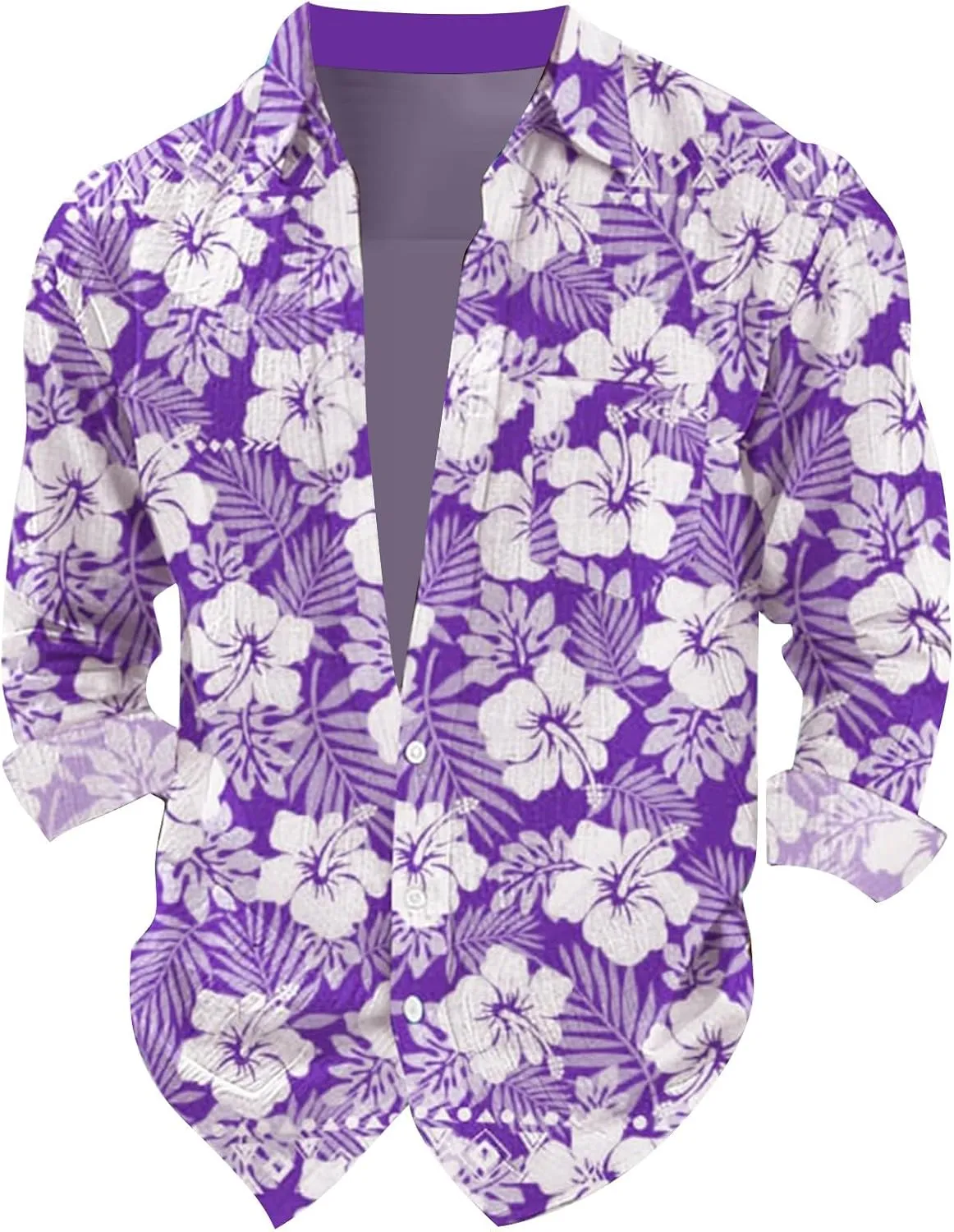 Mens Shirts Long Sleeve Floral Graphic Casual Loose Fit Button Down Tshirt Summer Quick Dry Hiking Lightweight Tees
