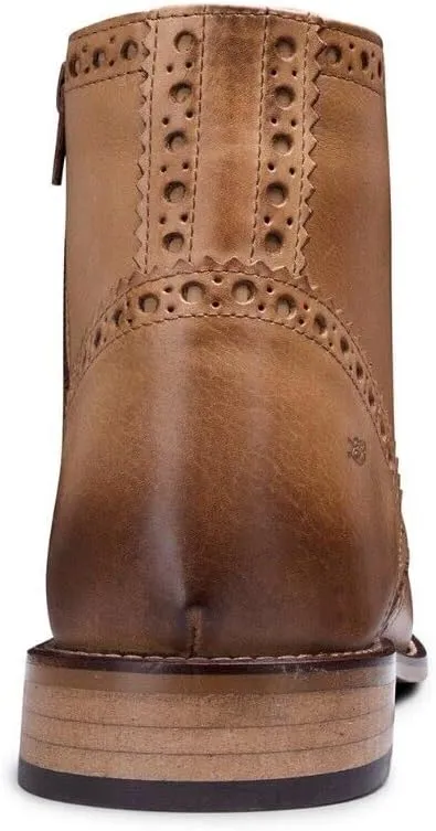 Mens Tan Leather Classic Retro Smart Oxford Formal Laced Vintage Ankle Boots