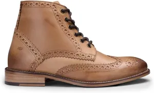 Mens Tan Leather Classic Retro Smart Oxford Formal Laced Vintage Ankle Boots