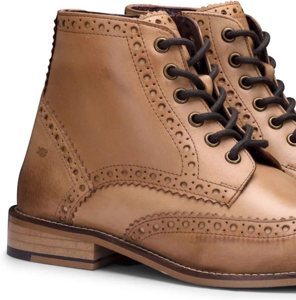 Mens Tan Leather Classic Retro Smart Oxford Formal Laced Vintage Ankle Boots