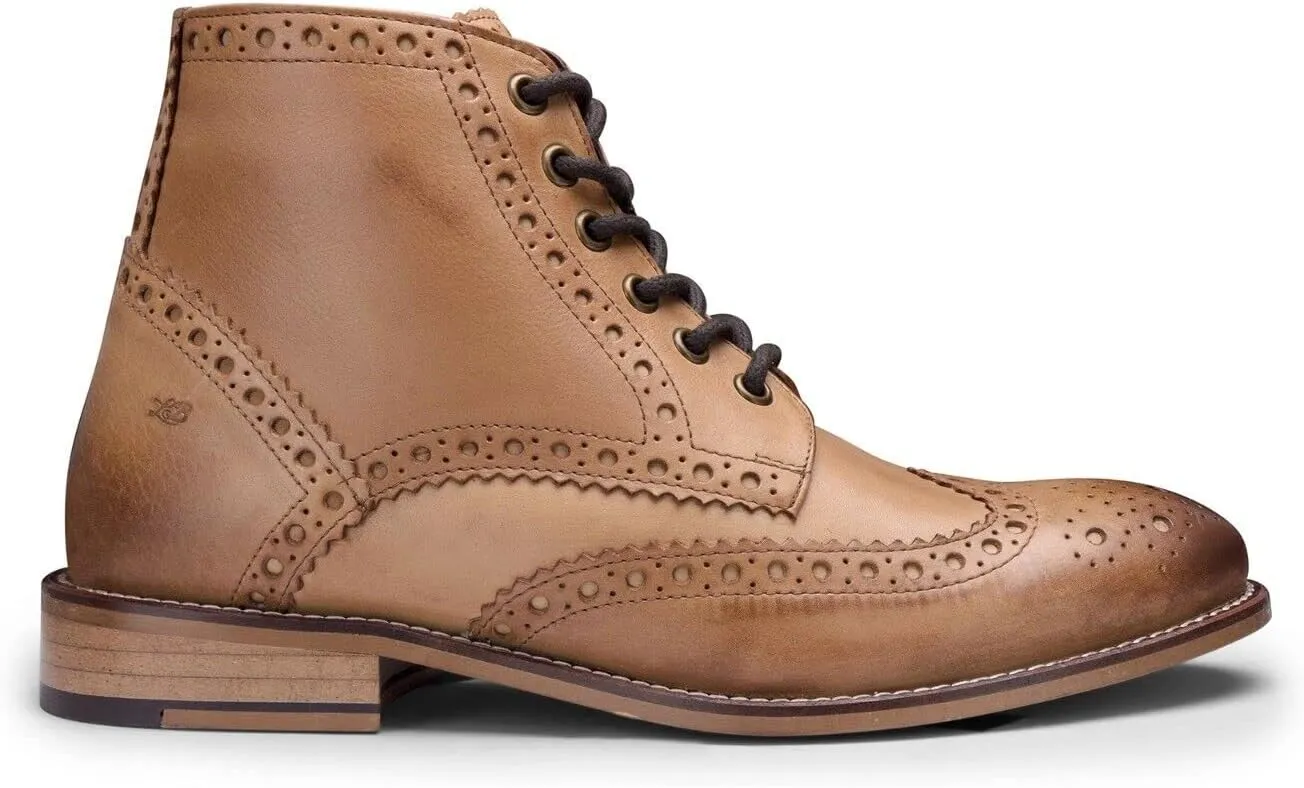 Mens Tan Leather Classic Retro Smart Oxford Formal Laced Vintage Ankle Boots
