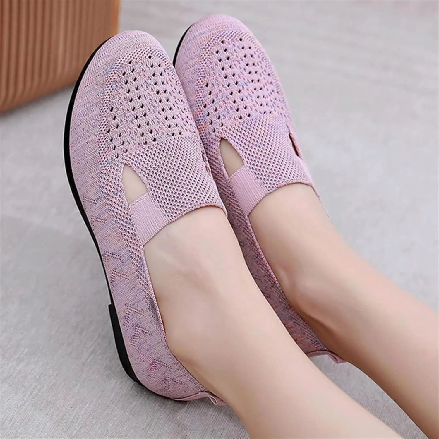 Mesh Breathable Slip-On Loafers for Women Soft Sole Non-Slip Orthotic Flat Trainers
