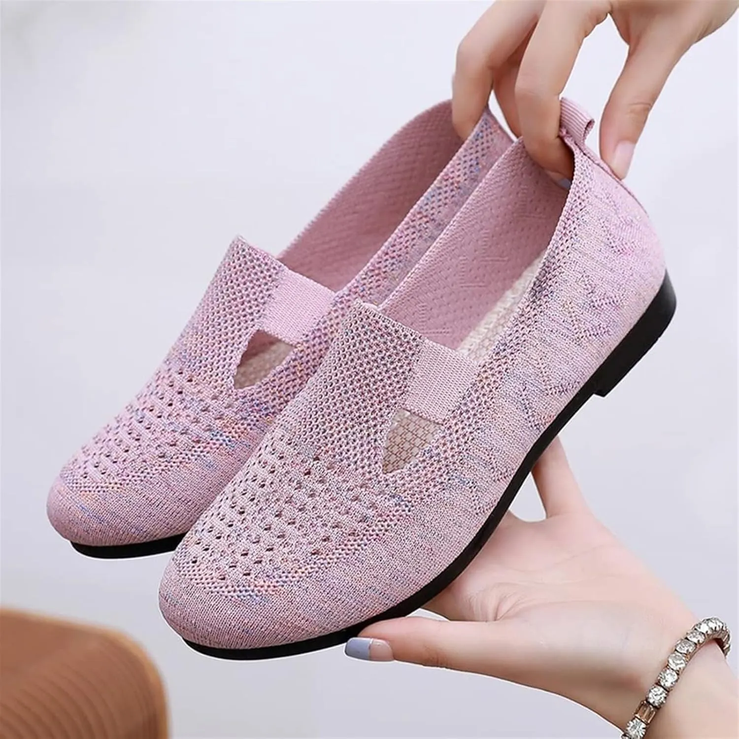 Mesh Breathable Slip-On Loafers for Women Soft Sole Non-Slip Orthotic Flat Trainers