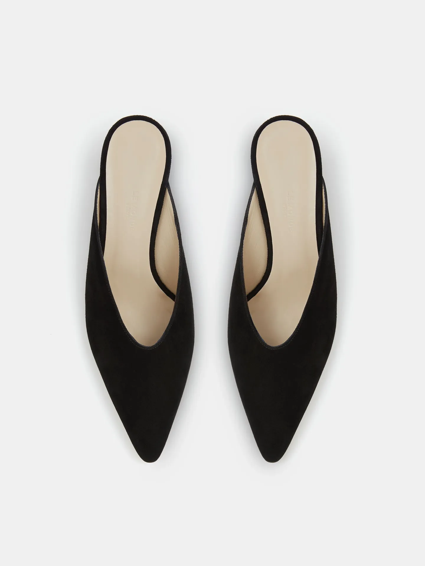Micro Wedge Mule / Black Suede