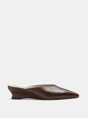 Micro Wedge Mule / Bruciato Leather Snake Effect