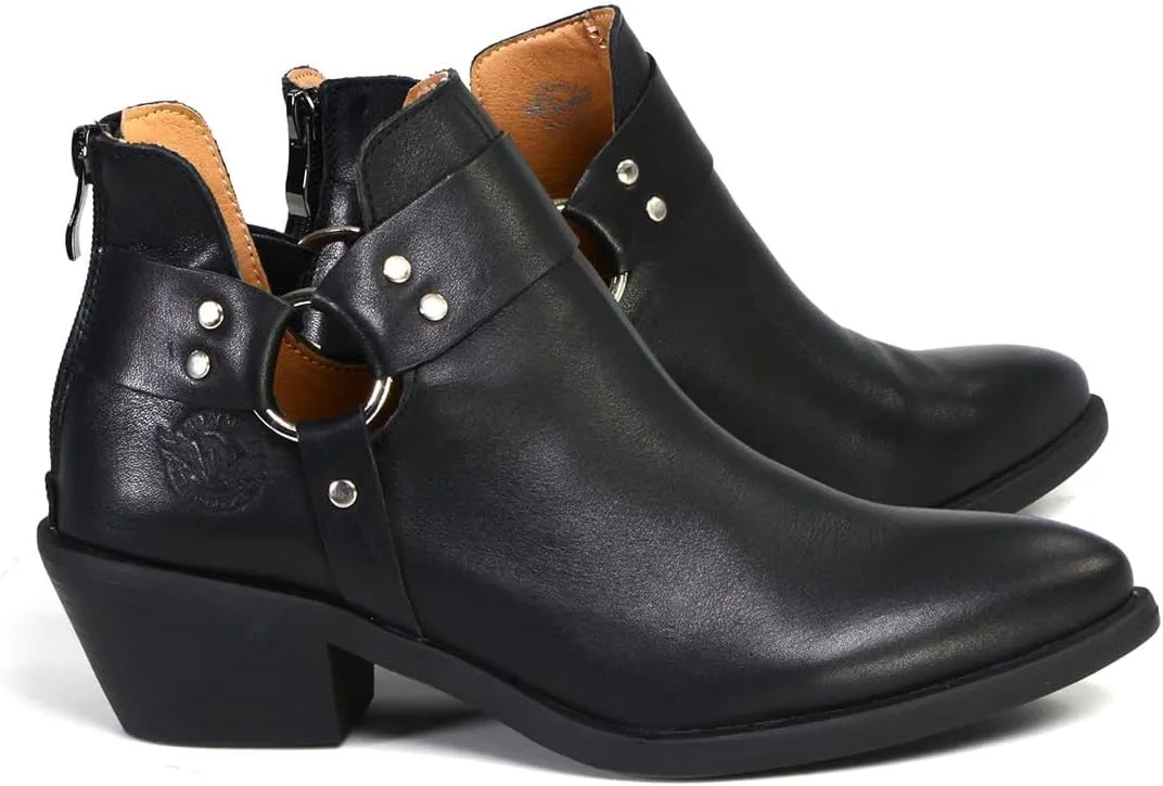Milwaukee Leather MBL9443 Women's Sleek Black Classic Harness Ring Fashion Shoes