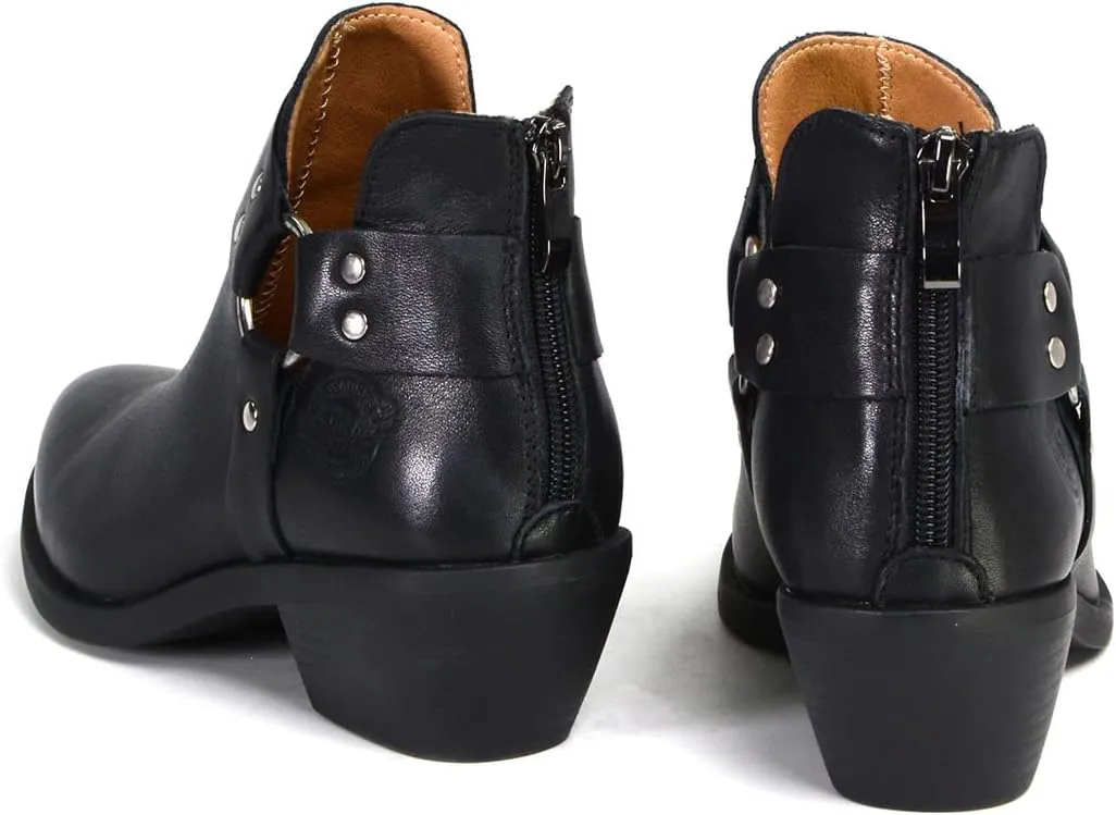 Milwaukee Leather MBL9443 Women's Sleek Black Classic Harness Ring Fashion Shoes
