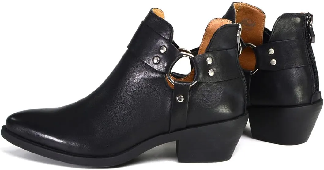 Milwaukee Leather MBL9443 Women's Sleek Black Classic Harness Ring Fashion Shoes