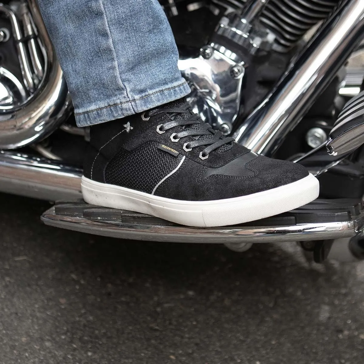 Milwaukee Leather MBM9151 Men's Black Suede and Leather Reinforced Street Riding Waterproof Shoes w/Ankle Support - 9