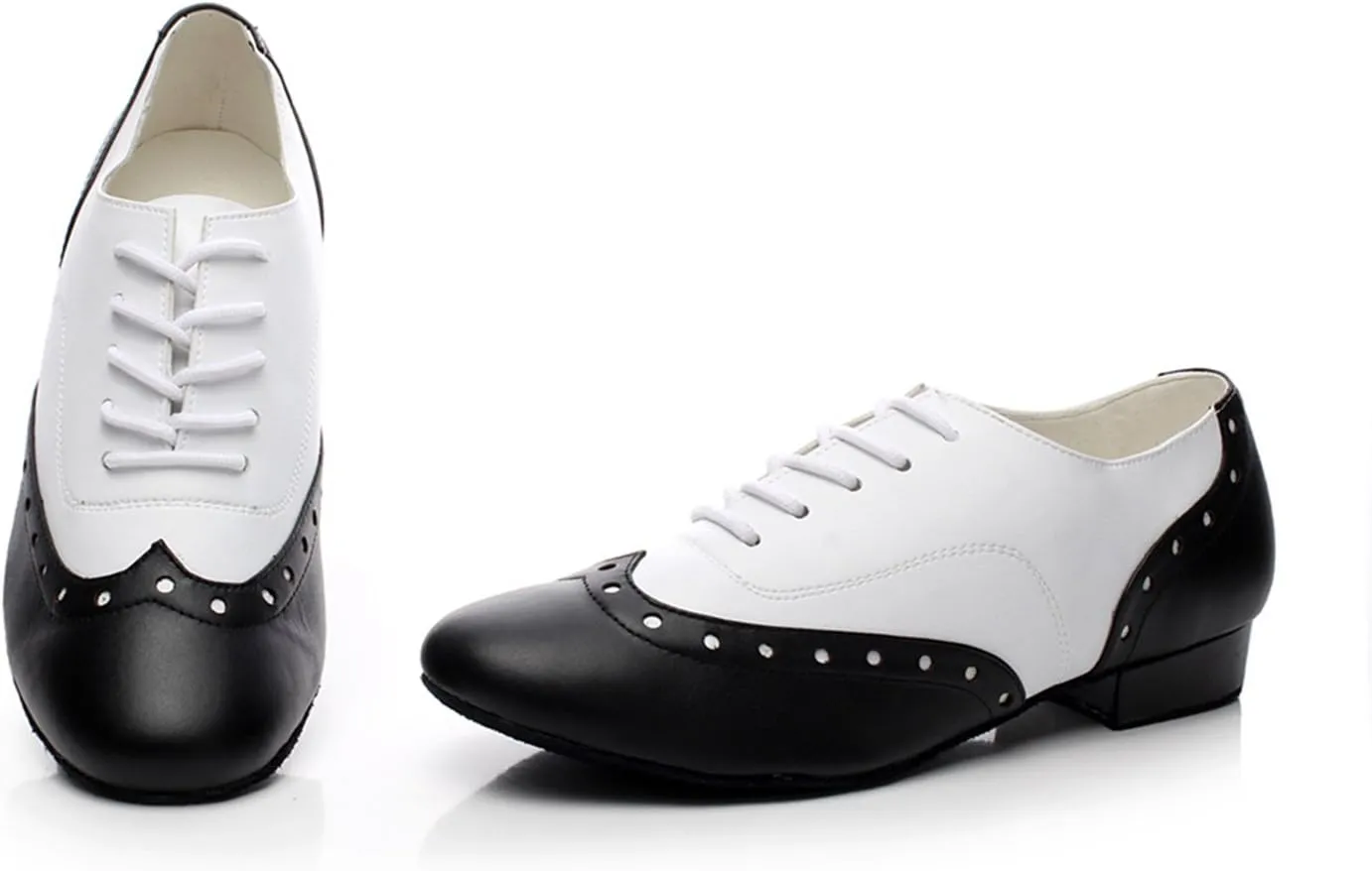 Minishion Dancing Shoes for Men 1" Standard Heel Leather Ballroom Dance Shoes