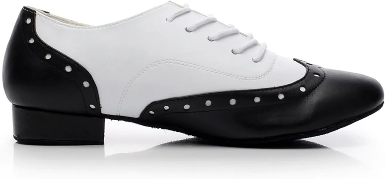 Minishion Dancing Shoes for Men 1" Standard Heel Leather Ballroom Dance Shoes