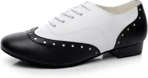 Minishion Dancing Shoes for Men 1" Standard Heel Leather Ballroom Dance Shoes