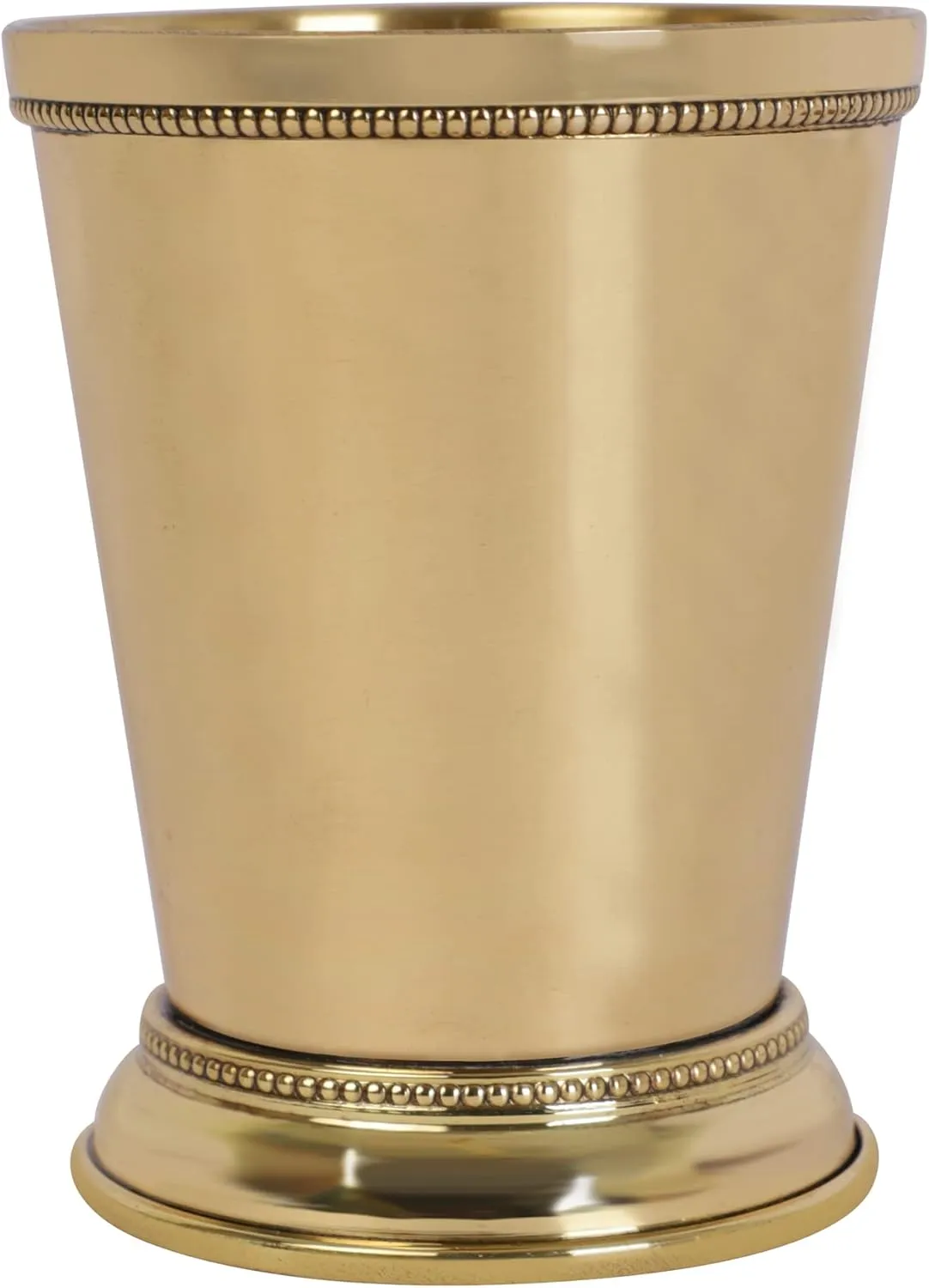 Mint Julep Cups For Bourbon Cocktail Moscow Mule Classic Beaded Trim Border Made by Soild Brass Capacity-12 Ounce (Plain, 1)