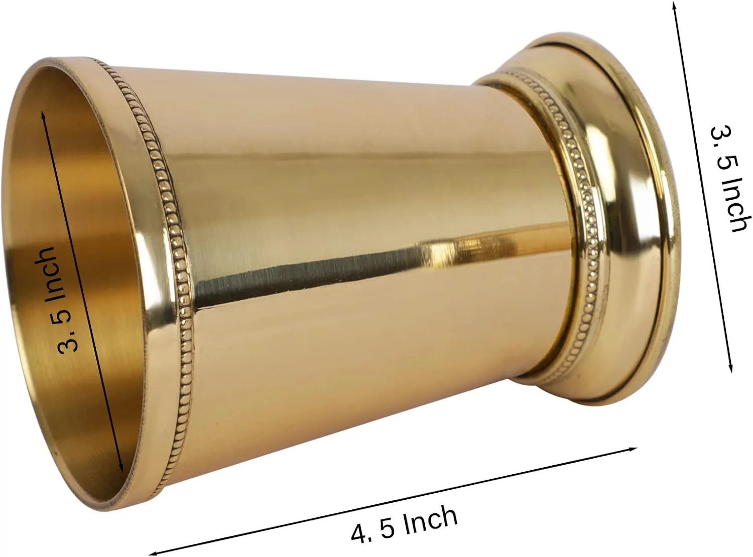 Mint Julep Cups For Bourbon Cocktail Moscow Mule Classic Beaded Trim Border Made by Soild Brass Capacity-12 Ounce (Plain, 1)