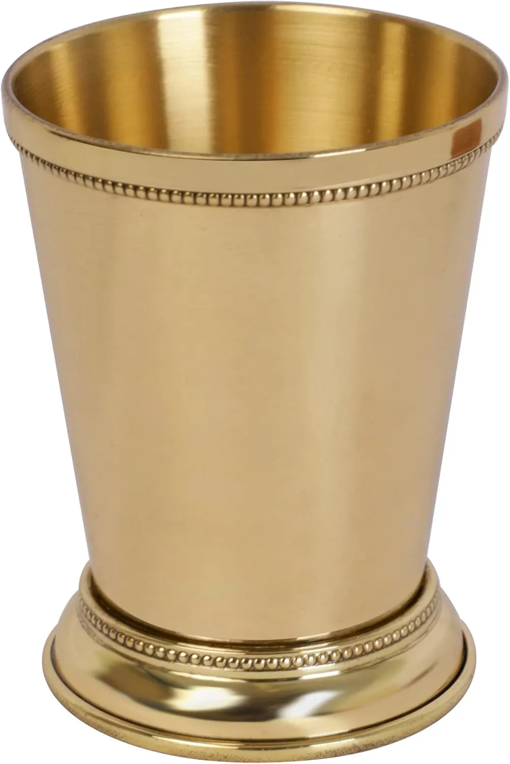 Mint Julep Cups For Bourbon Cocktail Moscow Mule Classic Beaded Trim Border Made by Soild Brass Capacity-12 Ounce (Plain, 1)