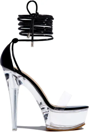 MissHeel Clear Platform Sexy Heels Lace-up