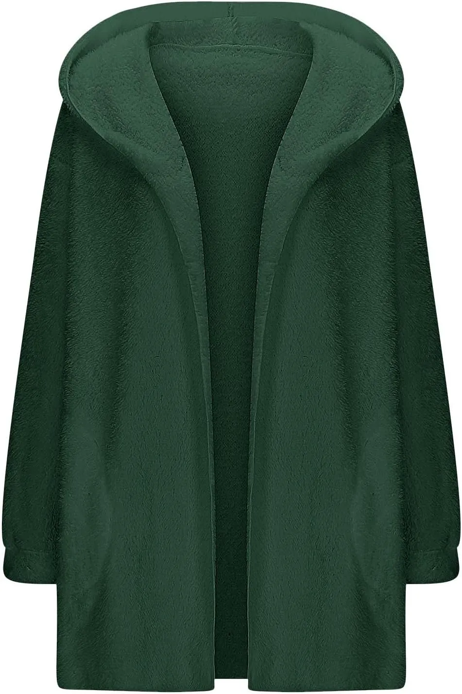 Miyaomn Women's Hooded Cardigans Fuzzy Fleece Oversized Long Jackets Hoodies Winter Warm Open Front Plush Sherpa Coat Outwear