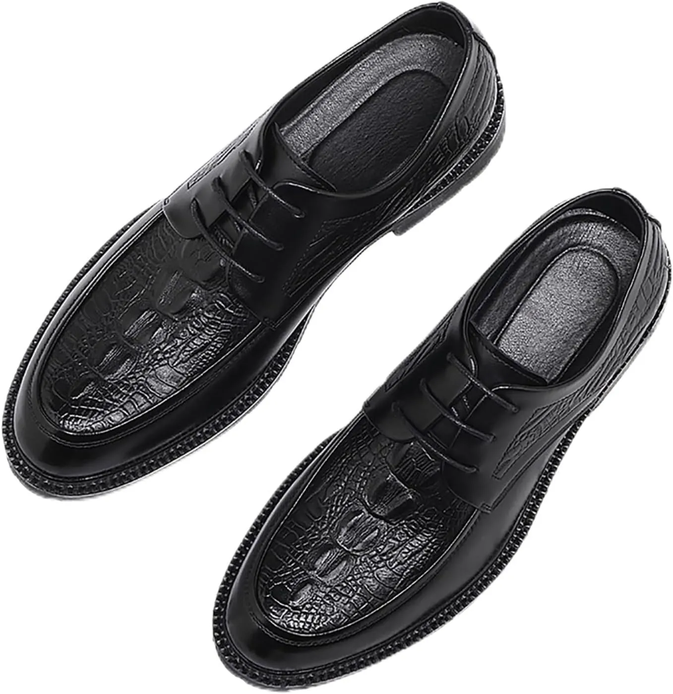 Modern Men's Dress Crocodile Pattern Shoes Classic Lace-up Oxfords Business Shoes Anti-Slip Low Top Non Slip Prom