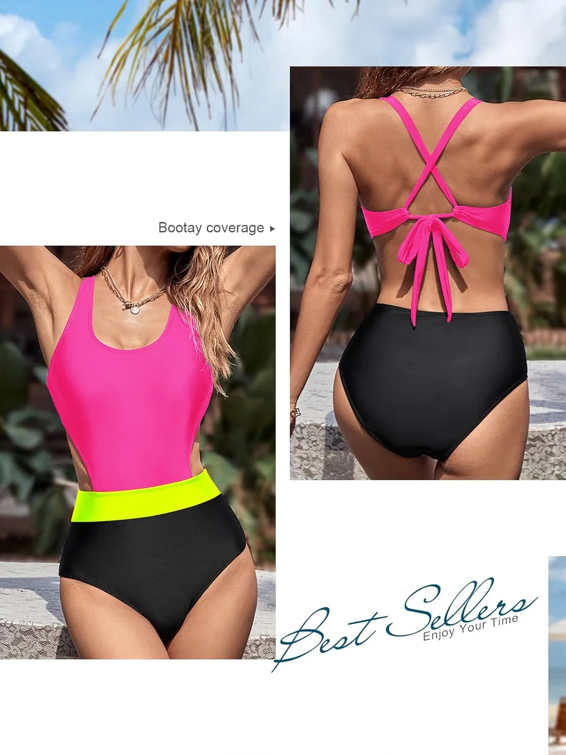 MOLYBELL One Piece Swimsuits for Women High Waisted Bathing Suit Monokini Floral Print Cutout Racerback Zip Up…