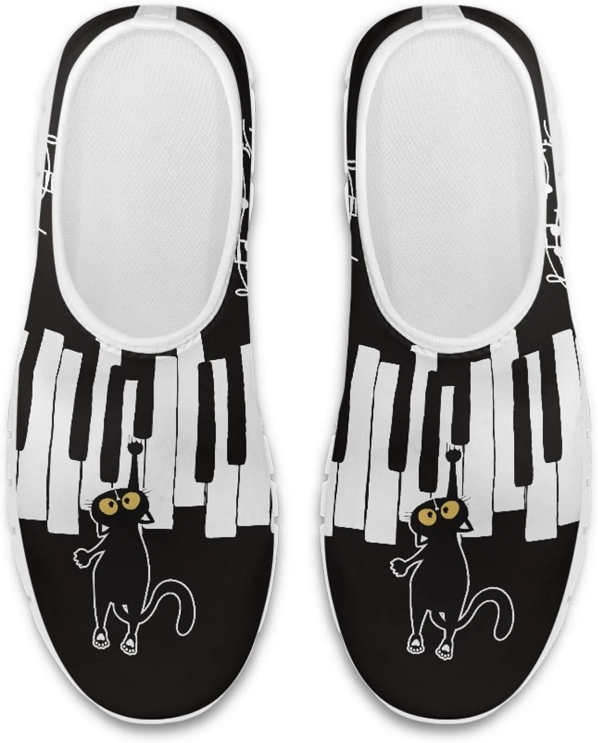 Musical Print Womens Flat Shoes Comfort Mesh Slip-on Walking Shoes Casual Sneakers Size 5-10.5