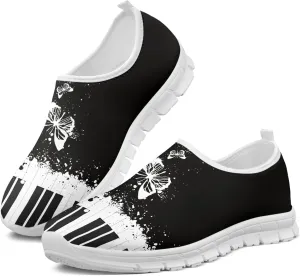 Musical Print Womens Flat Shoes Comfort Mesh Slip-on Walking Shoes Casual Sneakers Size 5-10.5