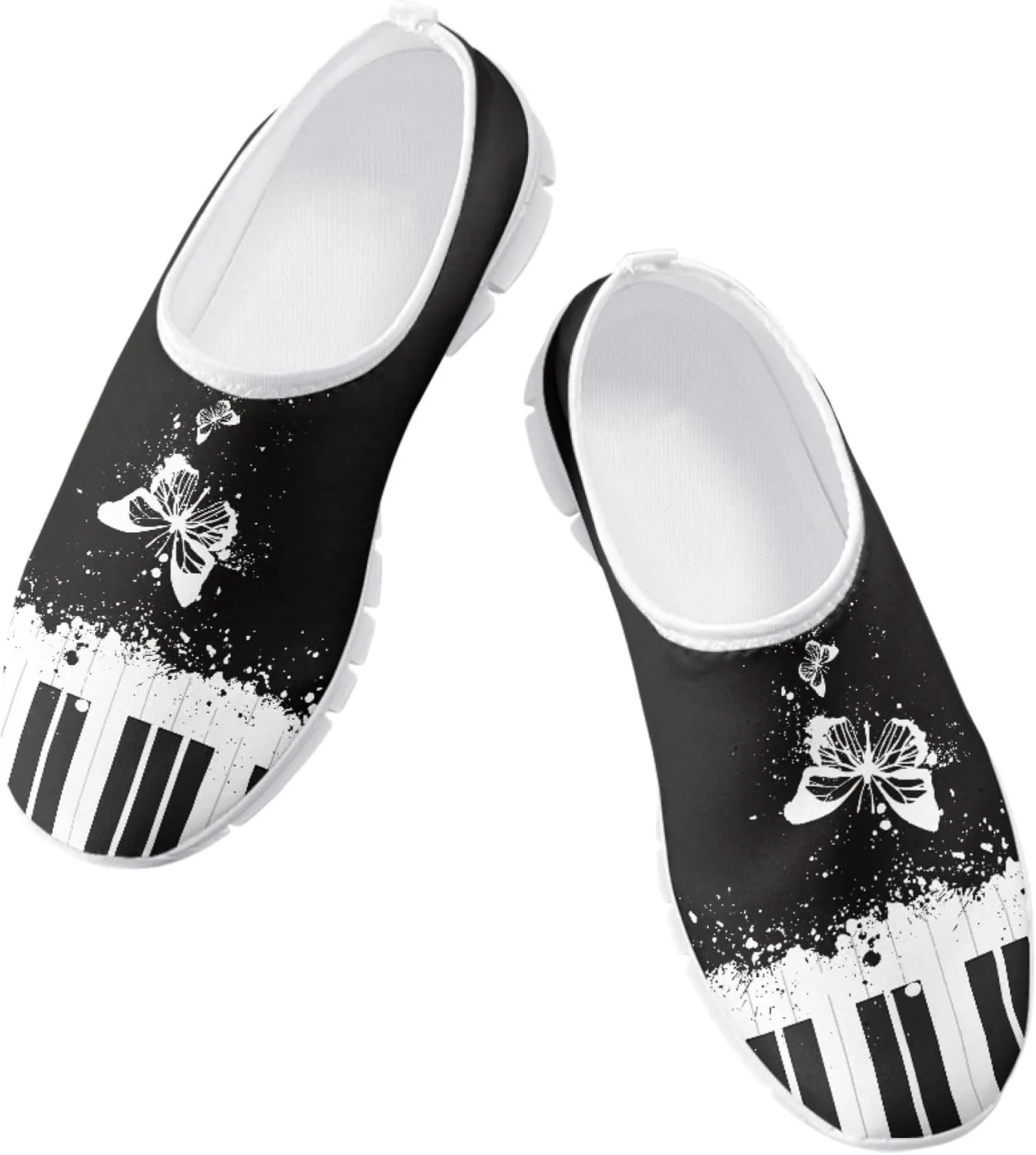 Musical Print Womens Flat Shoes Comfort Mesh Slip-on Walking Shoes Casual Sneakers Size 5-10.5