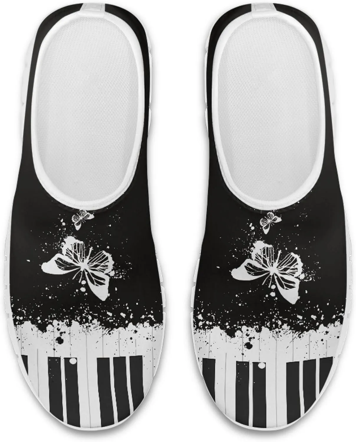 Musical Print Womens Flat Shoes Comfort Mesh Slip-on Walking Shoes Casual Sneakers Size 5-10.5