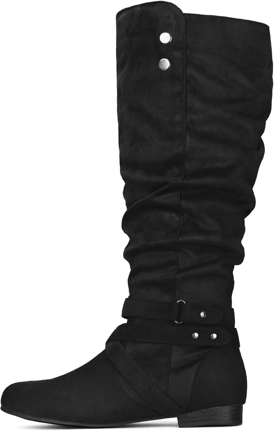 mysoft Women's Wide Calf Knee High Boots Flat Tall Boots with Side Zippers