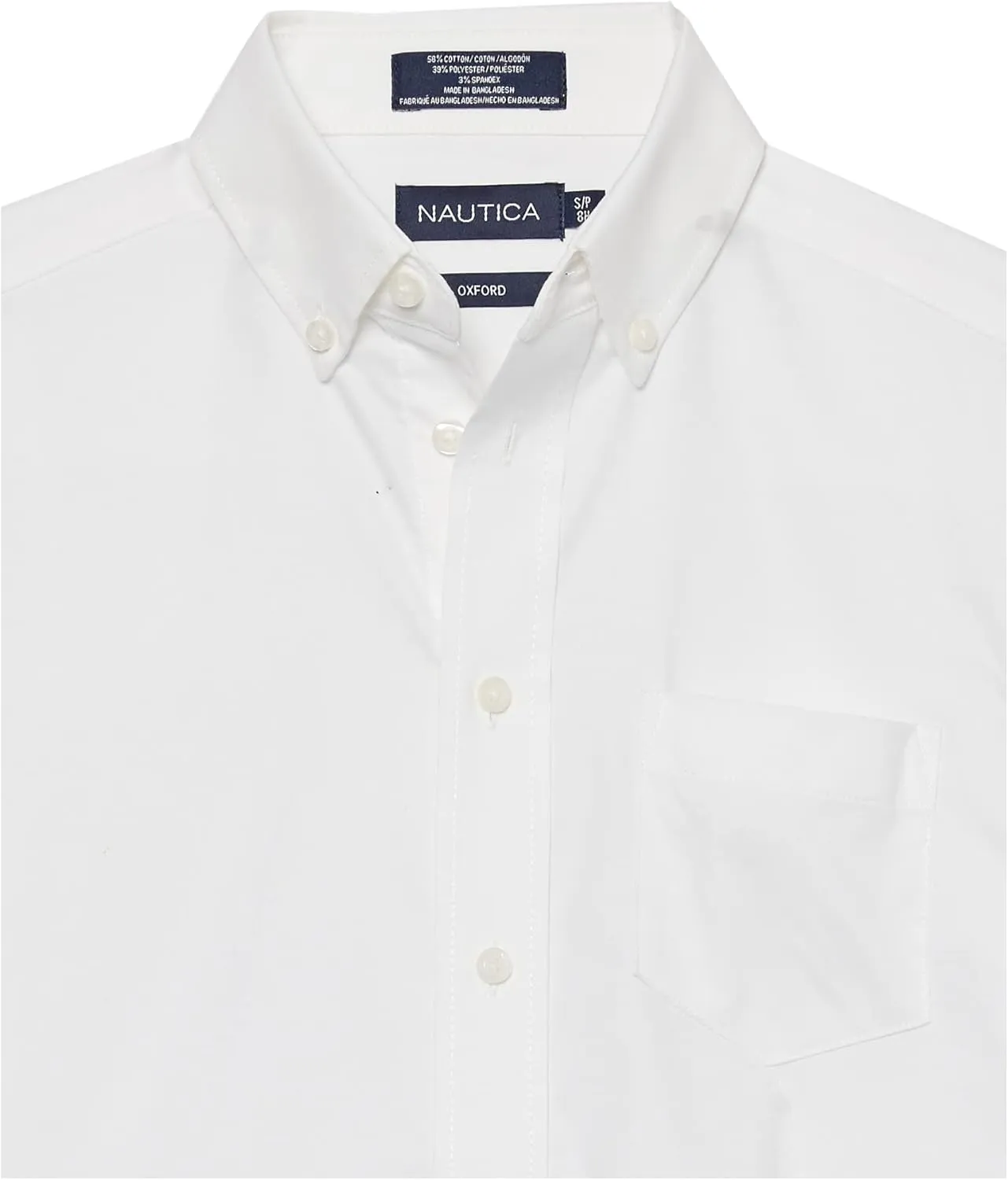 Nautica Boys' School Uniform Short Sleeve Button-Down Oxford Shirt, Chest Pocket, Breathable Fabric