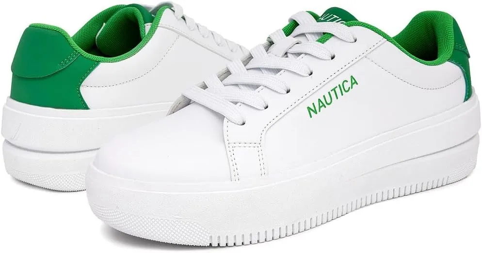Nautica Women’s Lace-Up Fashion Sneakers – Low-Top Casual Walking & Tennis Shoes with Platform or Regular Heel