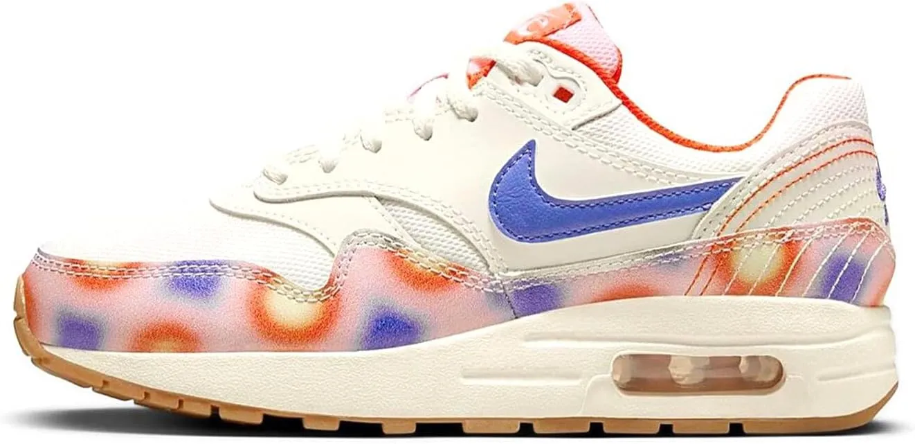 Nike Air Max 1 SE Big Kids' Shoes (FN7287-100, SAIL/Blue Joy/Safety Orange/Football Grey) Size 5.5