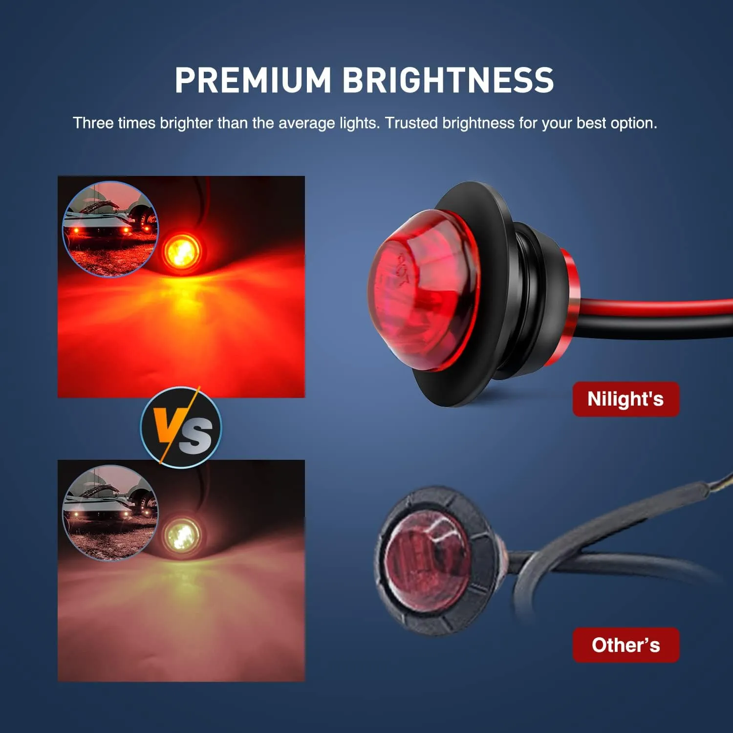 Nilight 30 PCS 3/4 Inch Round Clearance Light LED Front Rear Side Marker Indicator Bullet Lights for Truck RV Car Bus Trailer Van Caravan Boat