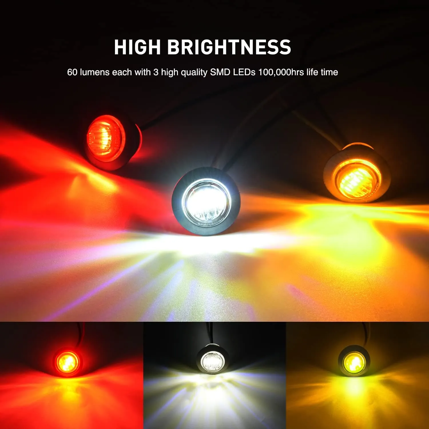 Nilight 30 PCS 3/4 Inch Round Clearance Light LED Front Rear Side Marker Indicator Bullet Lights for Truck RV Car Bus Trailer Van Caravan Boat