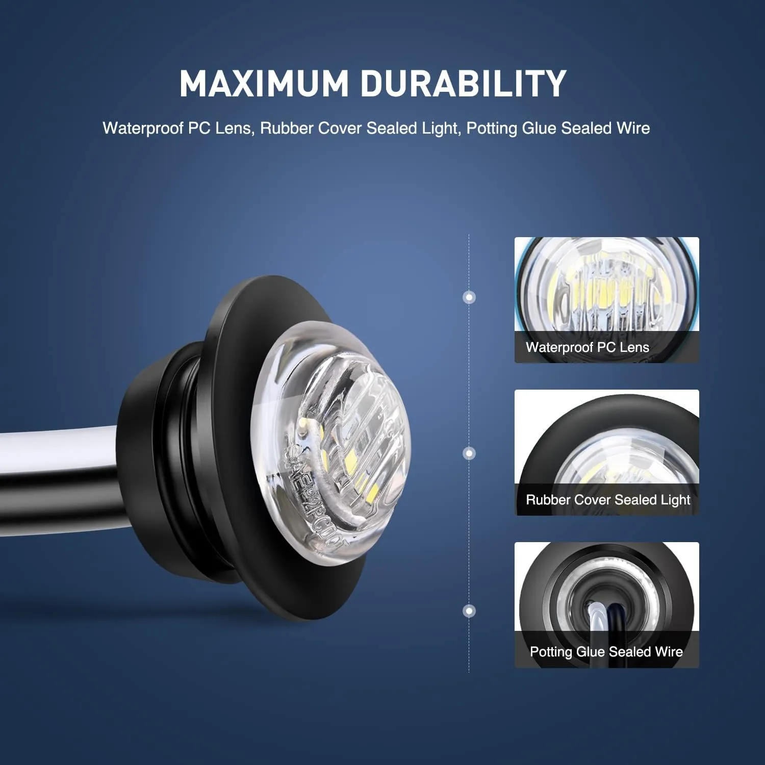 Nilight 30 PCS 3/4 Inch Round Clearance Light LED Front Rear Side Marker Indicator Bullet Lights for Truck RV Car Bus Trailer Van Caravan Boat