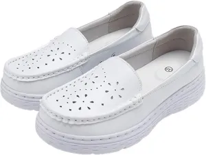 Nursing Shoes Women, On Lightweight White Non Slip Comfortable with Arch Support Healthcare Work Shoes