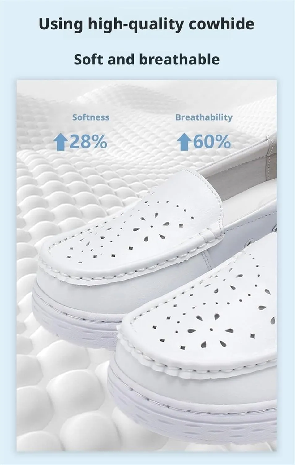Nursing Shoes Women, On Lightweight White Non Slip Comfortable with Arch Support Healthcare Work Shoes