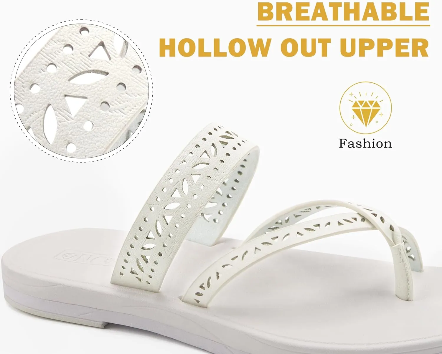 ONCAI Flip Flops for Womens,Flat Dressy Thong Sandals Square Toe with Fashion Summer Beach Comfortable Slip On Rubber Soles Size US 6-11
