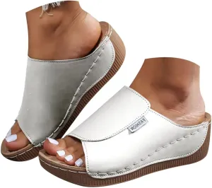 Orthopedic Wedge Sandals for Women 2025, Womens Summer Sandal Comfortable Orthotic Breathable Platform Slip On Walking Sandals Arch Support Open Toe Wide Casual Vacation Shoes Slippers