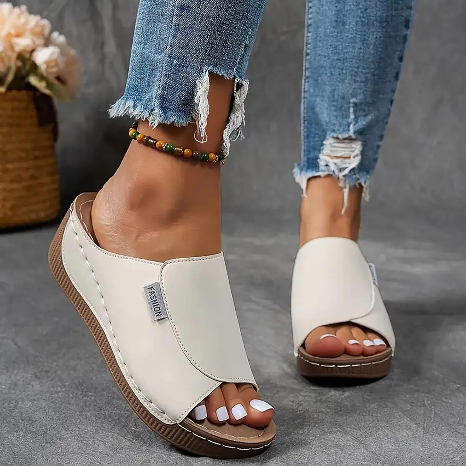 Orthopedic Wedge Sandals for Women 2025, Womens Summer Sandal Comfortable Orthotic Breathable Platform Slip On Walking Sandals Arch Support Open Toe Wide Casual Vacation Shoes Slippers